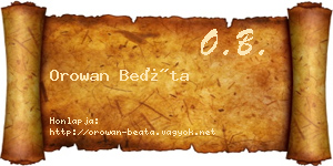 Orowan Beáta névjegykártya